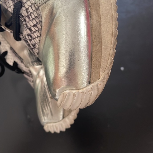 Yun yun Sun by Miss wifi silver platform sneakers size 38 leather metallic lace - Picture 12 of 13